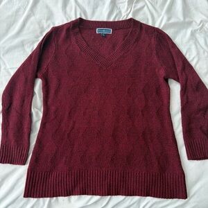 Karen Scott Deep Red V-Neck Sweater